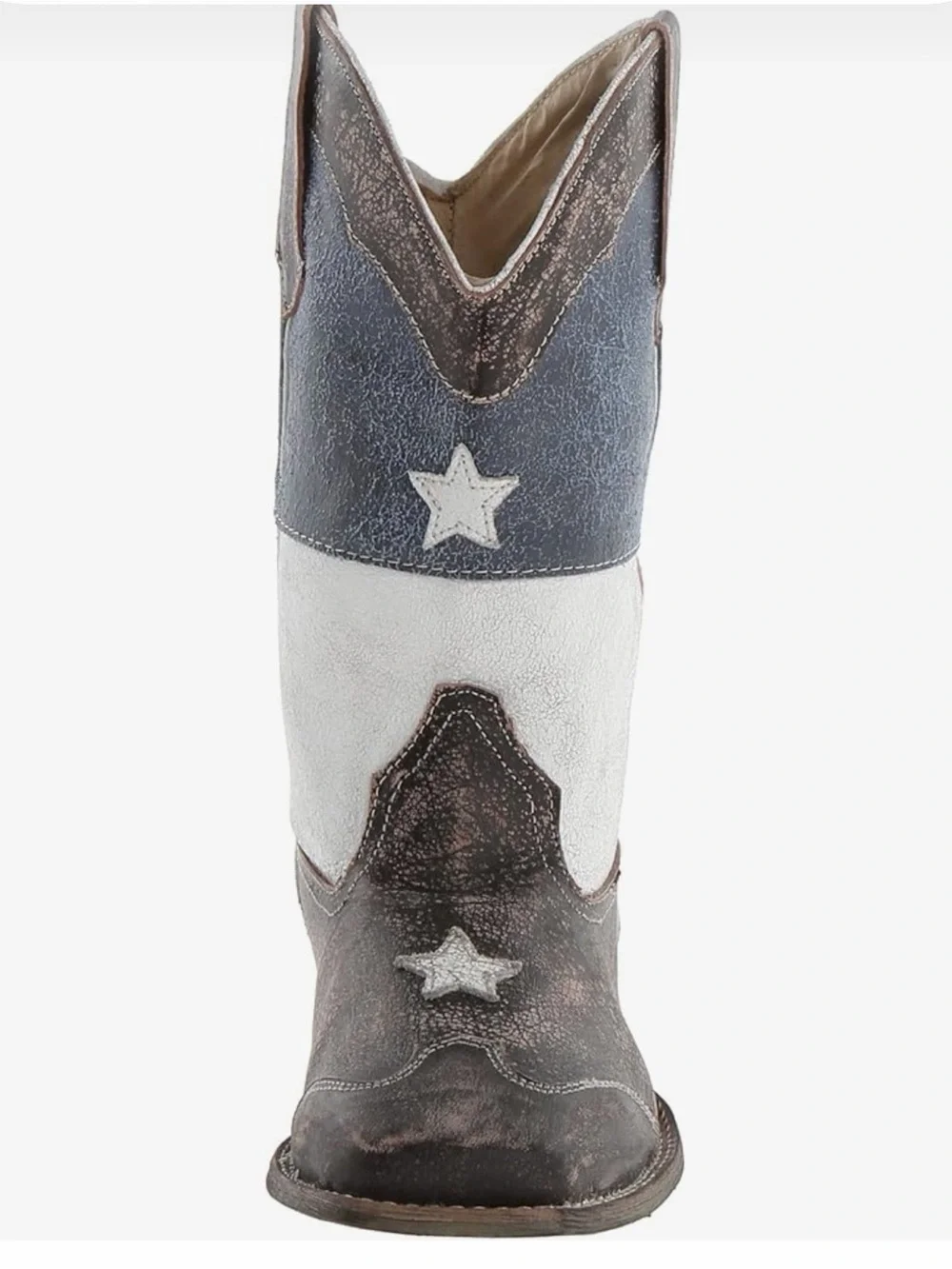 Roper Kids Western Flag Boots in Blue, White, Red, Brown